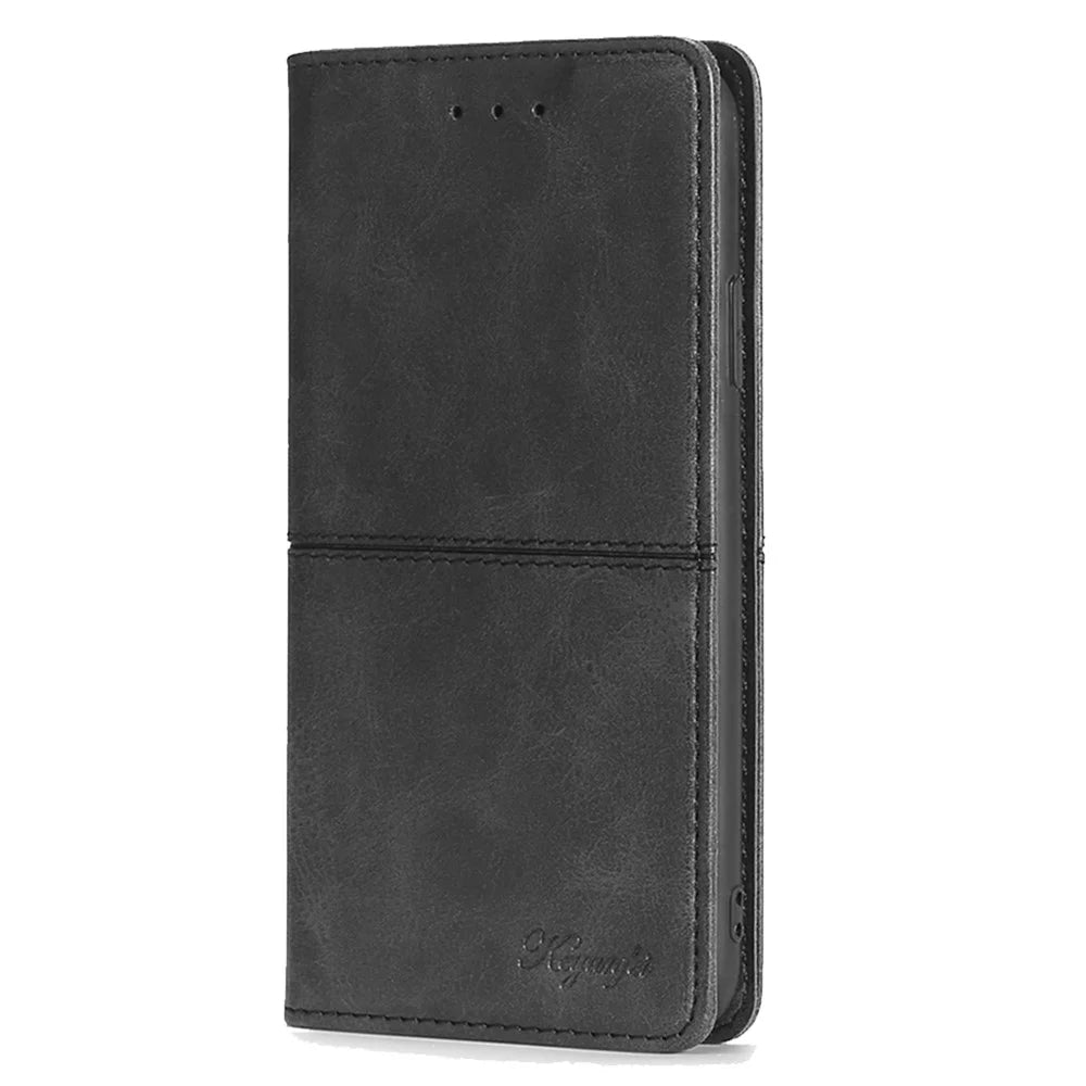 For Samsung Galaxy S24 Ultra Card Slots Phone Cover Cowhide Texture Phone Protective Case - Black - 6