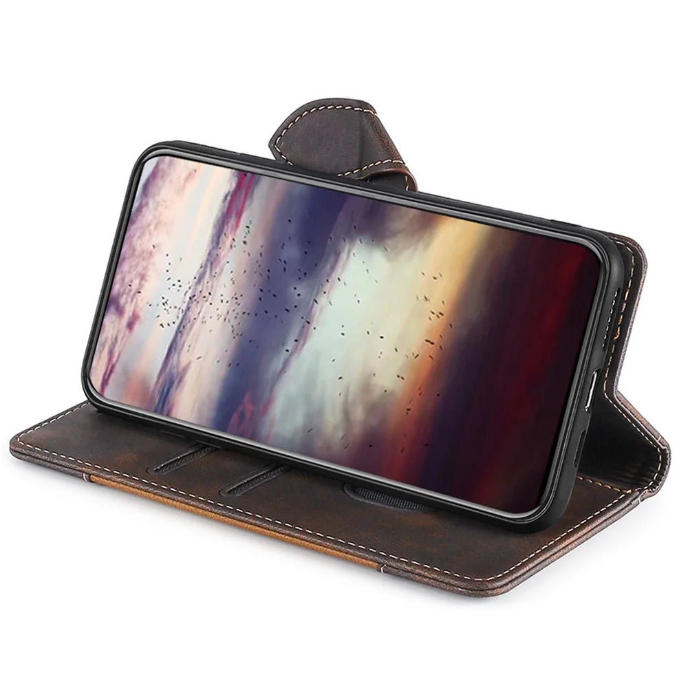 For Realme GT5 Pro 5G Phone Case Straw Hat Pattern Wallet Stand Leather Cover - Brown - 3