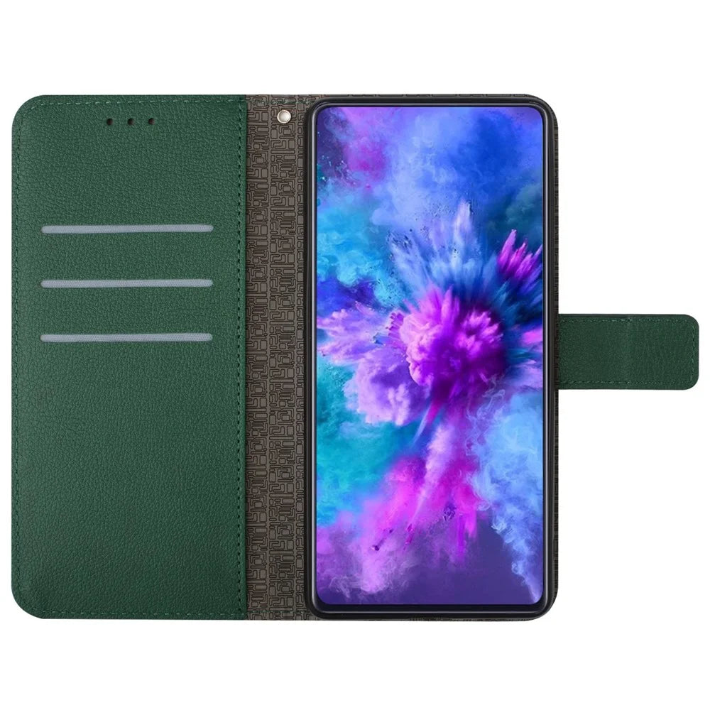 HT06 For iPhone 17e / 16e Drop-Proof Phone Case Rhombus Pattern PU Leather Wallet Cover - Green - 2