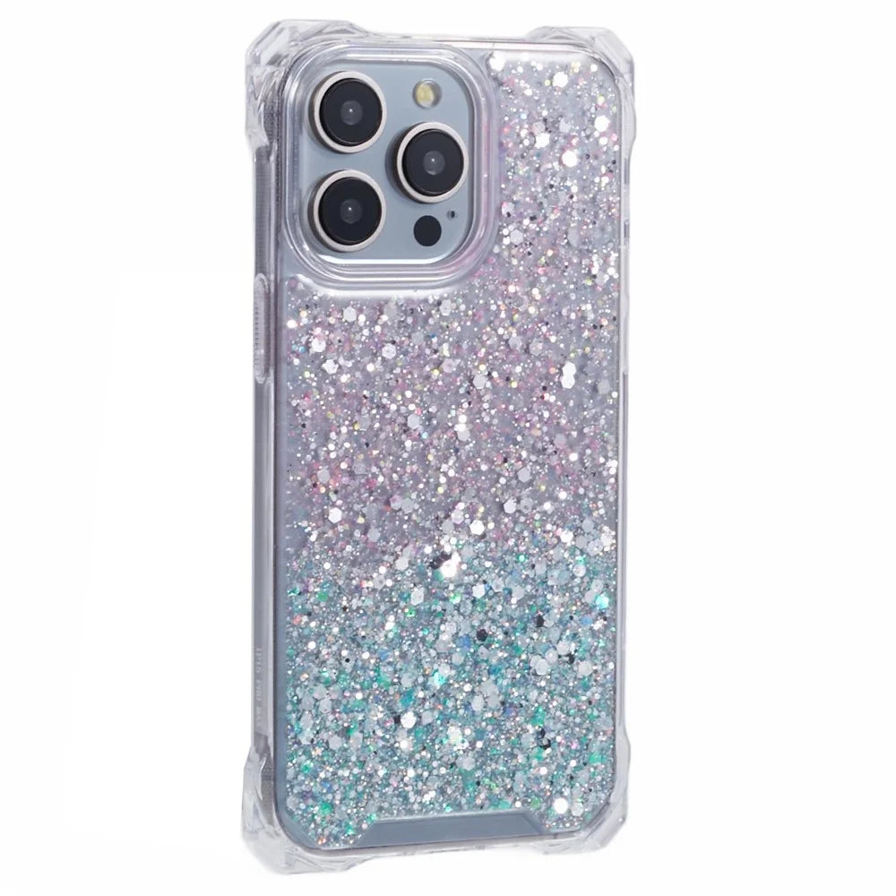 For iPhone 14 Pro Max Cover Dual-Color Gradient TPU+Acrylic Phone Back Shell with Strap - Pink+Green - 3