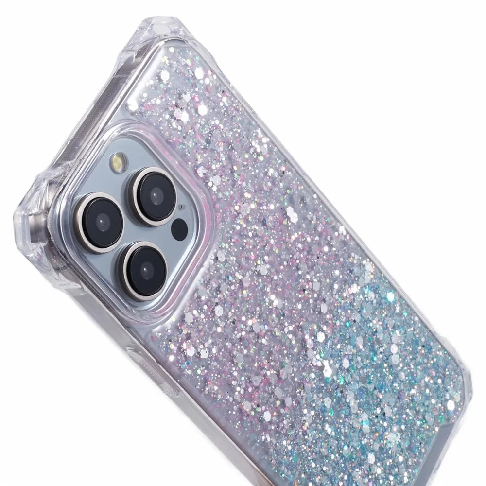 For iPhone 14 Pro Max Cover Dual-Color Gradient TPU+Acrylic Phone Back Shell with Strap - Pink+Green - 7