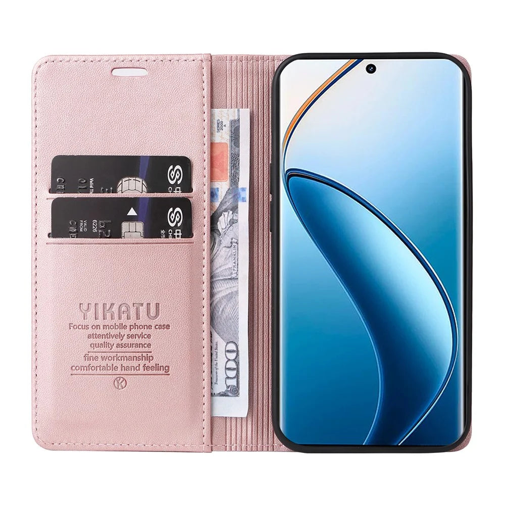 YIKATU YK-001 For Realme 12 Pro 5G / 12 Pro+ 5G Wallet Case Leather Folio Flip Phone Cover - Rose Gold - 2