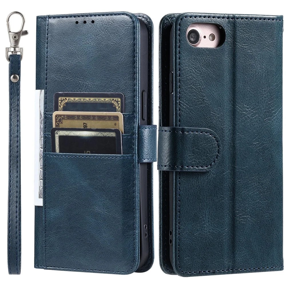 013 Style For iPhone 6 / 6s / 7 / 8 4.7-inch / SE(2020) / SE(2022) Case 6 Card Slots Wallet Flip Stand Phone Cover - Blackish Green - 1