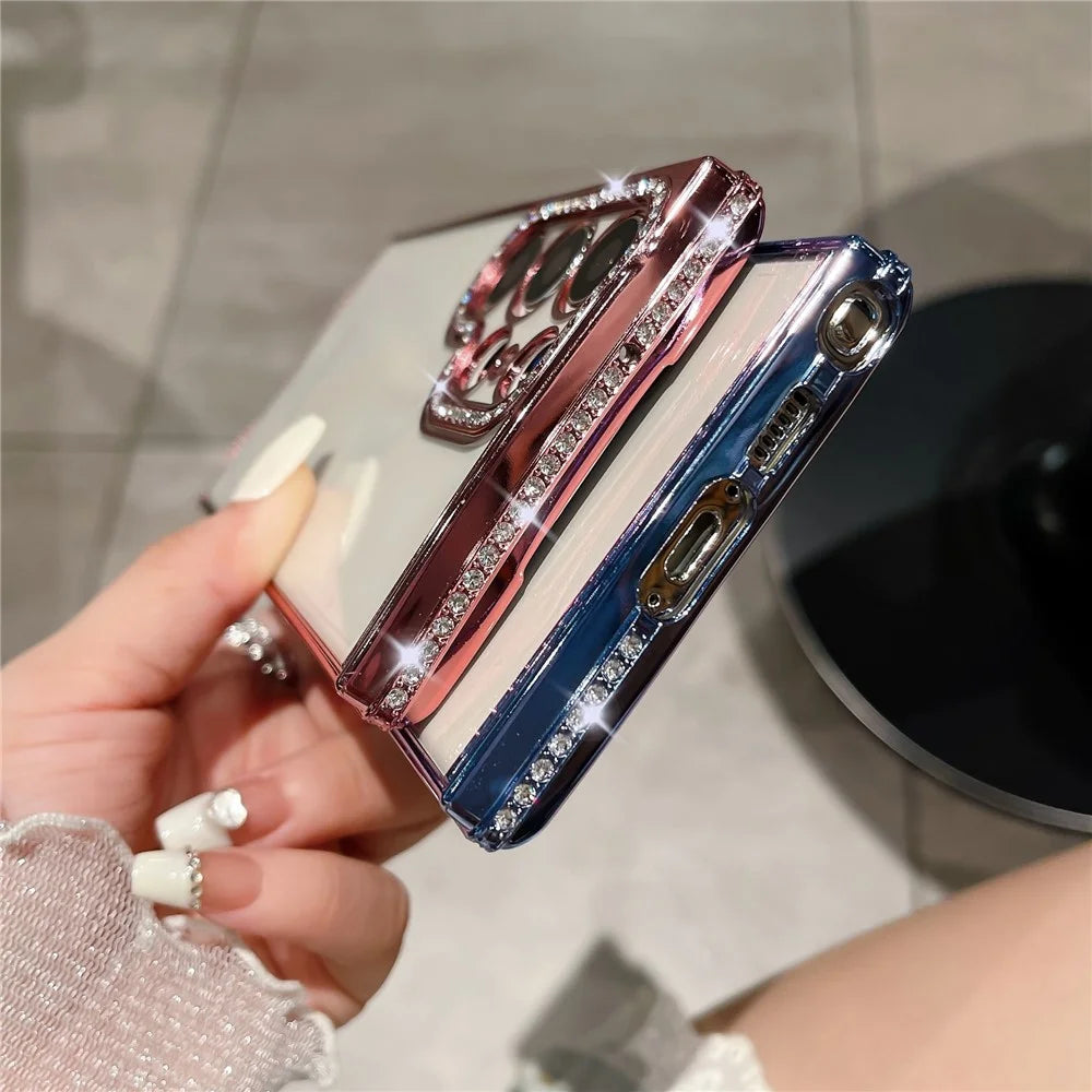 For Samsung Galaxy S22 Ultra 5G Case Bling Rhinestones Soft TPU Phone Cover - Red - 3