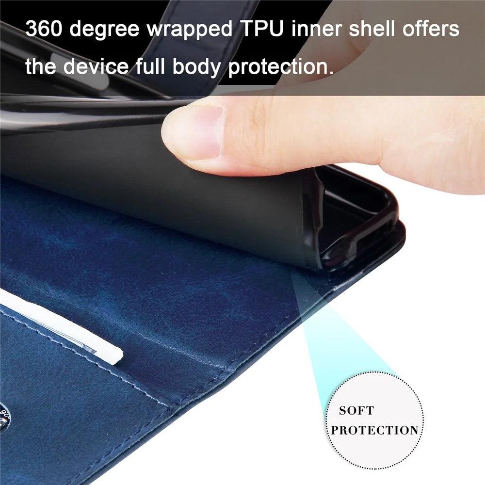 For Samsung Galaxy M55 5G / C55 5G / F55 5G Case Calf Texture Zipper Pocket Wallet Mobile Phone Cover - Blue - 7