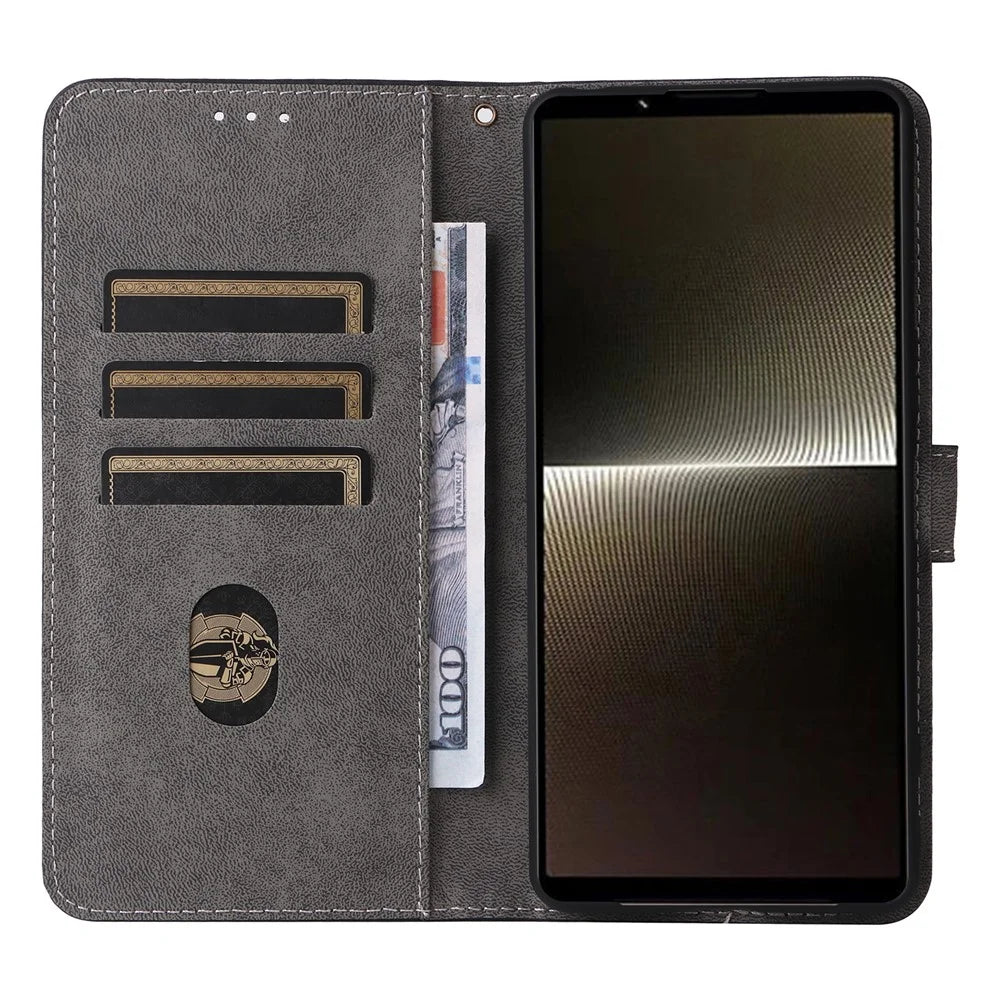 For Sony Xperia 1 VI Leather Case RFID Blocking Wallet Cover with Wrist Strap - Black - 2