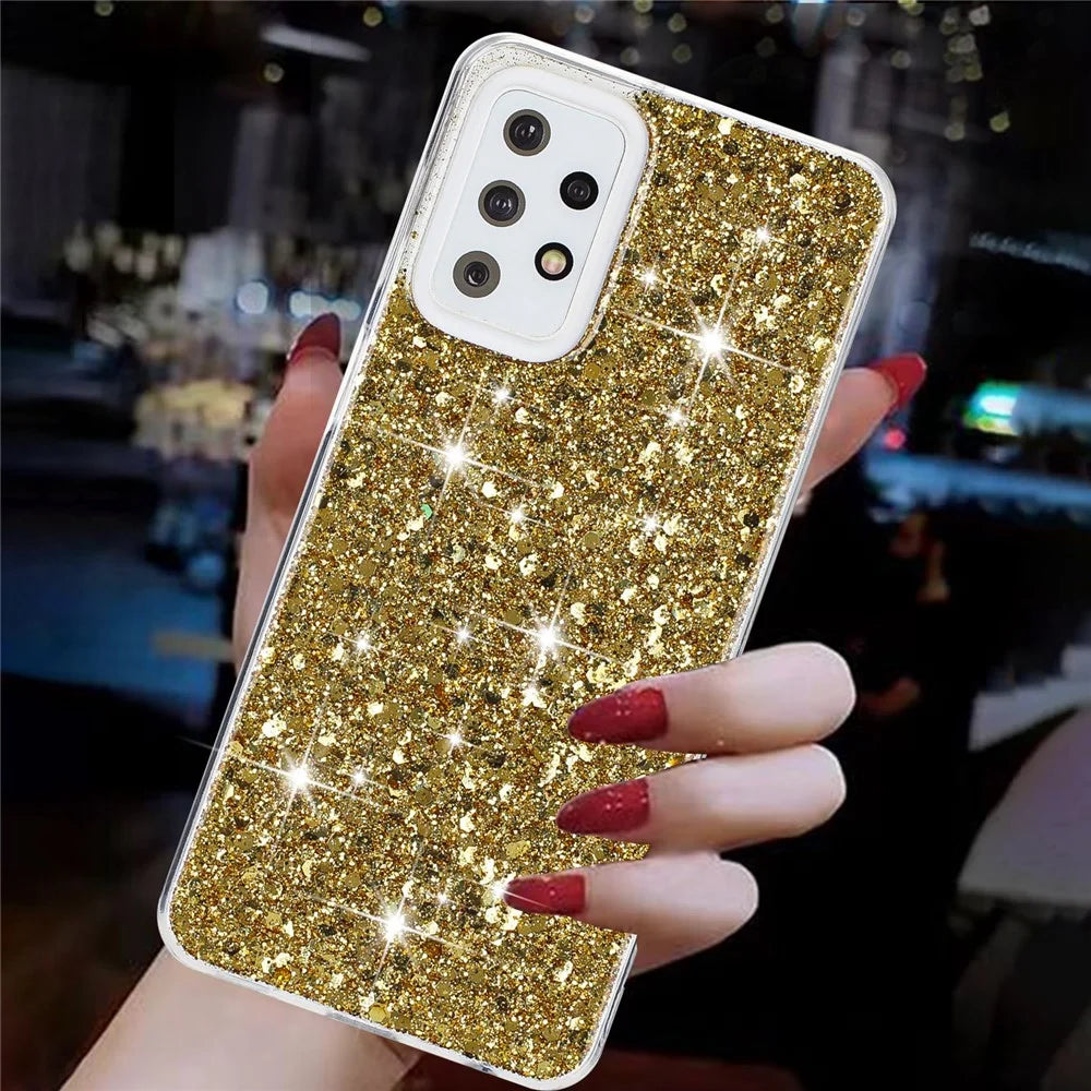 For Samsung Galaxy A23 4G / A23 5G (Global Version) Slim-Fit Glittery Powder Decor Phone Cover Epoxy TPU Phone Case - Gold - 4