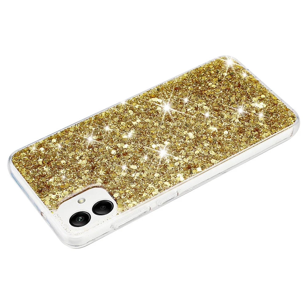 Phone Protector for Samsung Galaxy A05 4G Case Epoxy Glittery Powder TPU Phone Cover - Gold - 2