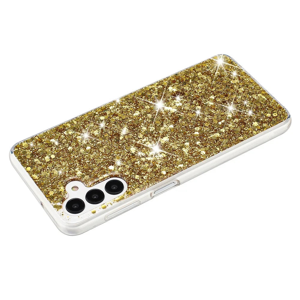 For Samsung Galaxy A14 4G / 5G Drop Protection TPU Phone Case Epoxy Glittery Phone Cover - Gold - 2