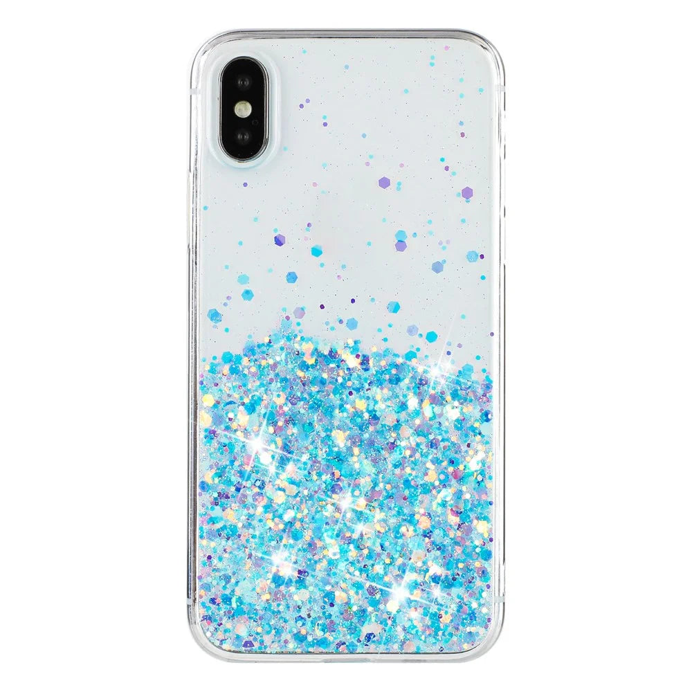TPU Phone Cover for iPhone X / XS 5.8 inch Cases Anti-Scratch Epoxy Glitter Sparkle Luminous Phone Shell - Blue - 2