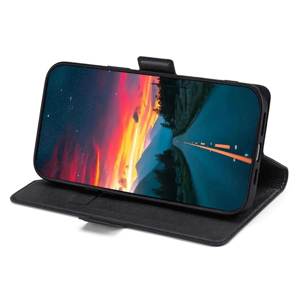 For Samsung Galaxy M15 5G Phone Case Side Magnetic Clasp Wallet Leather Cover - Black - 2