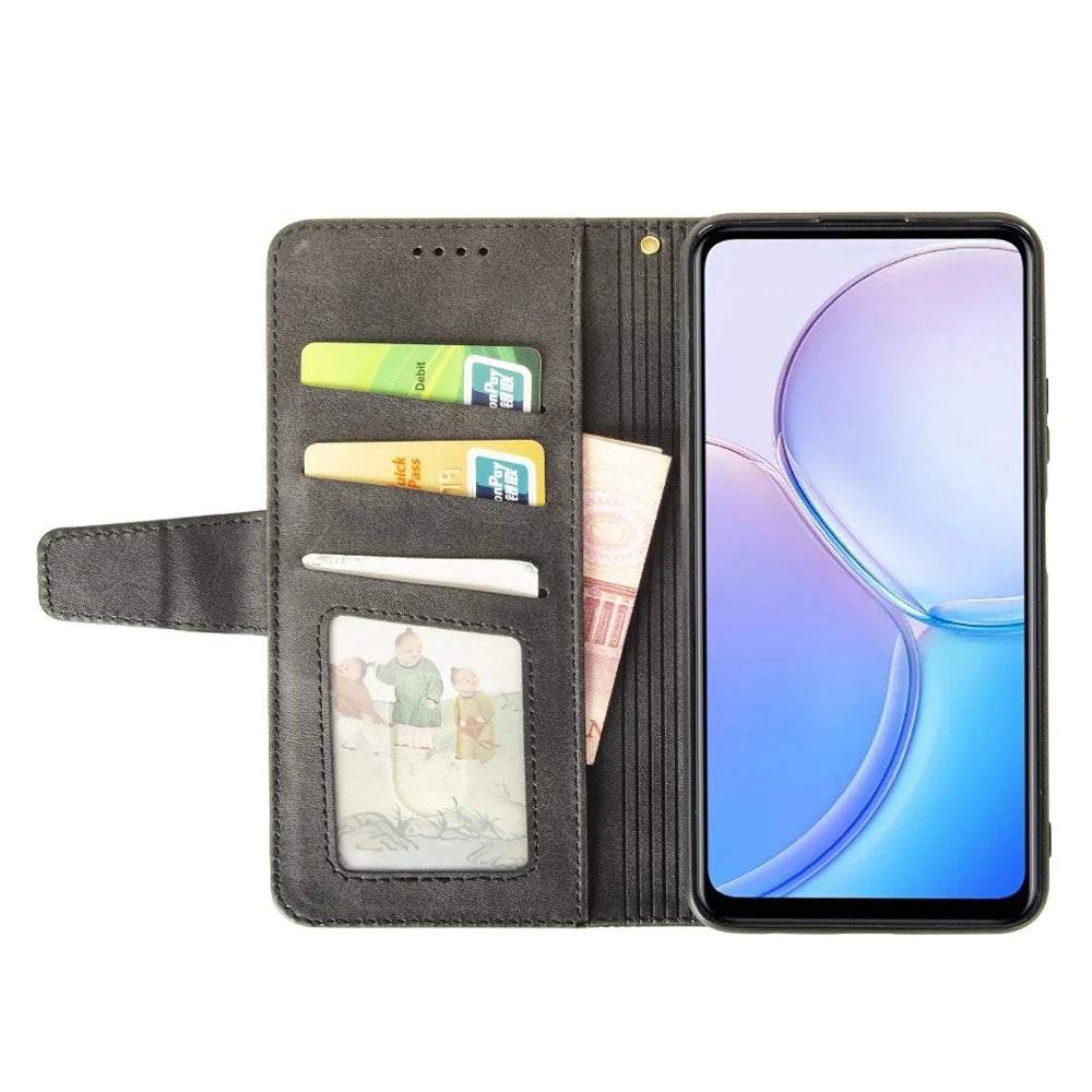 IDEWEI For OnePlus Nord CE4 5G Calf Texture Case PU Leather Phone Cover with Viewing Stand - Grey - 2