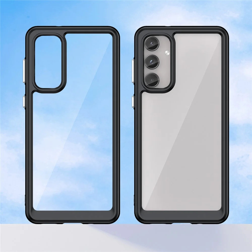 For Samsung Galaxy M55 5G / C55 5G / F55 5G Case TPU Frame Clear Acrylic Protective Phone Cover - Black - 2