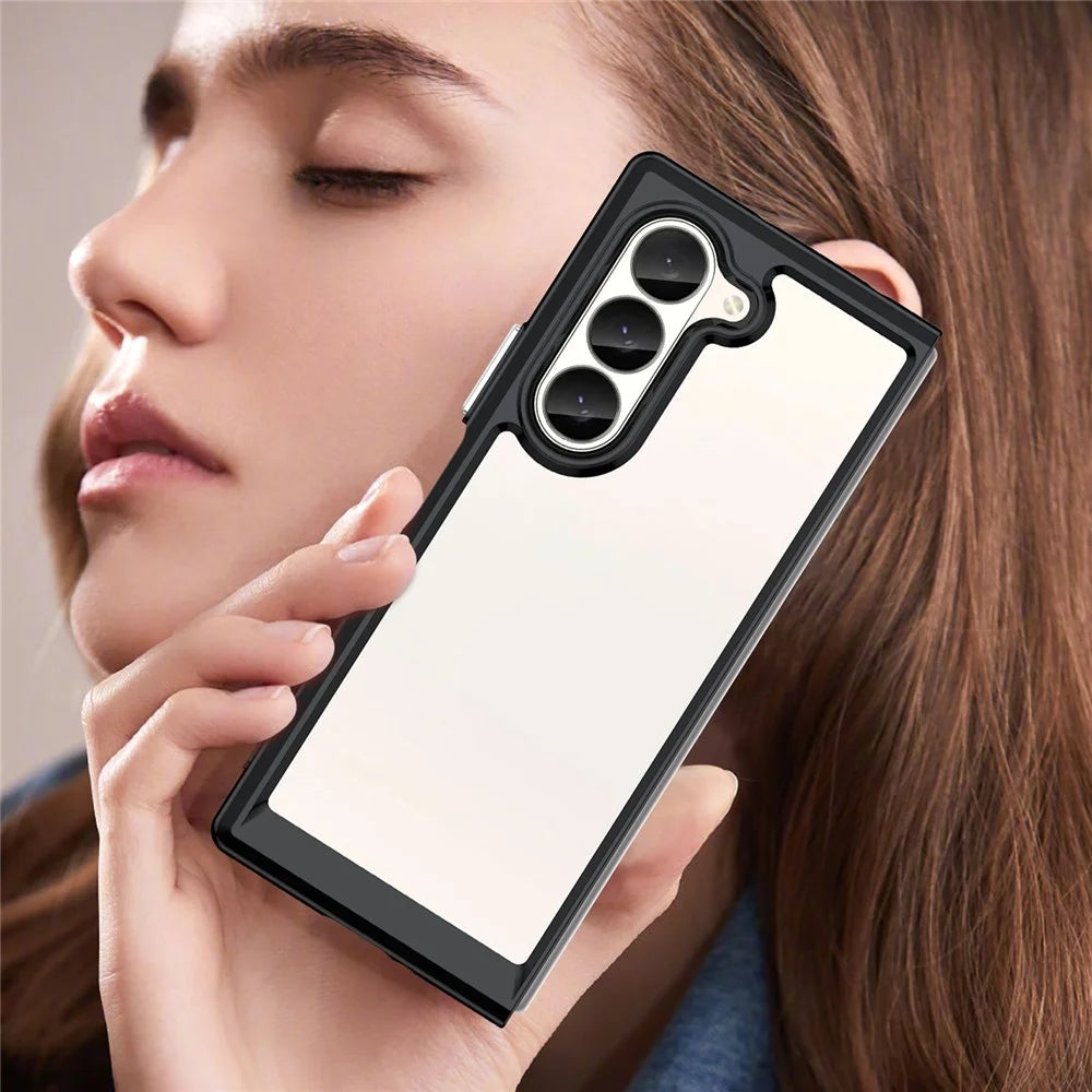 For Samsung Galaxy Z Fold6 5G Case Protective TPU+Acrylic Phone Mobile Parts   - Black - 7