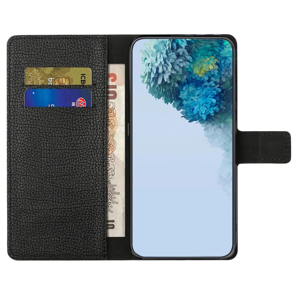 Stand Shell for Samsung Galaxy M15 5G / F15 5G , Wallet Litchi Texture Leather Phone Cover - Black - 2