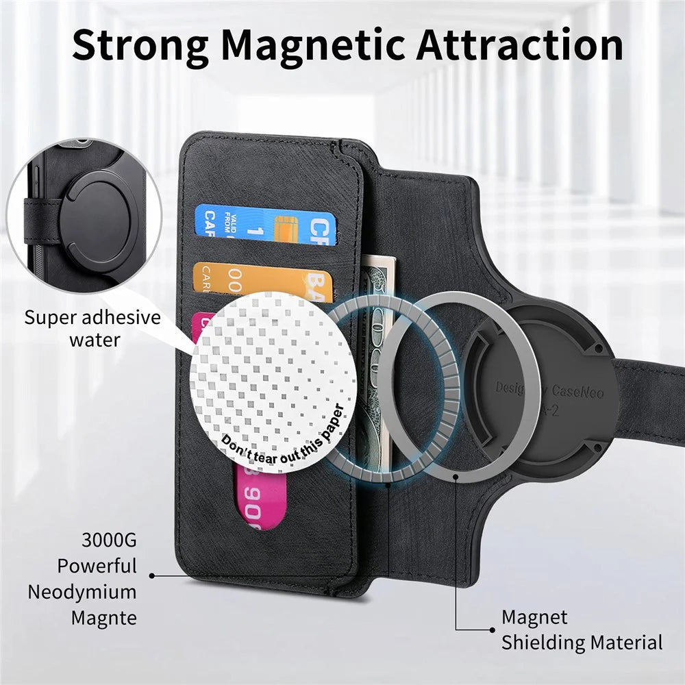 For Samsung Galaxy A25 5G (Global) (161mm) Magnetic Case CASENEO Detachable Leather Phone Wallet Cover - Black - 7