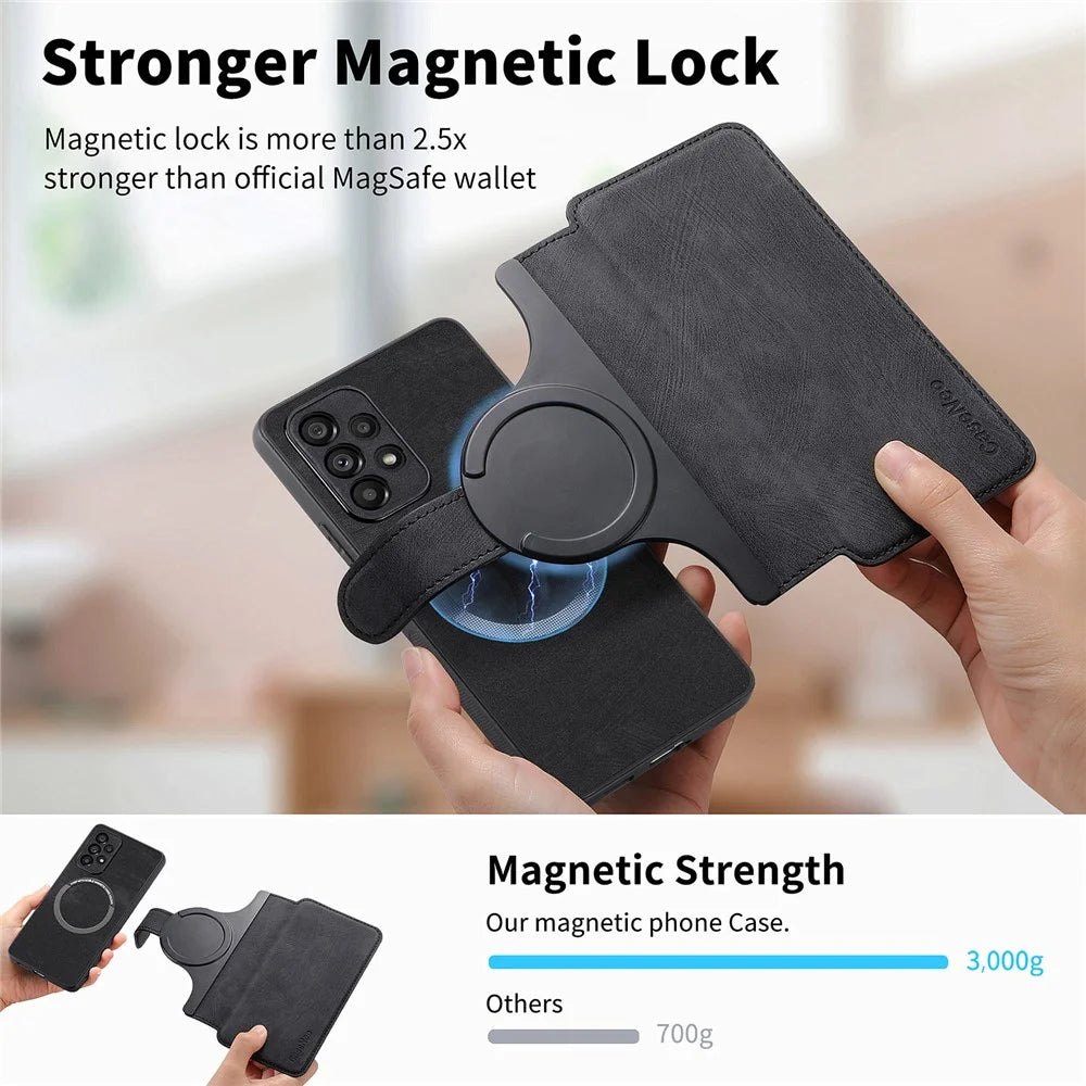 For Samsung Galaxy A53 5G Magnetic Case CASENEO Detachable Leather Phone Wallet Cover - Black - 7