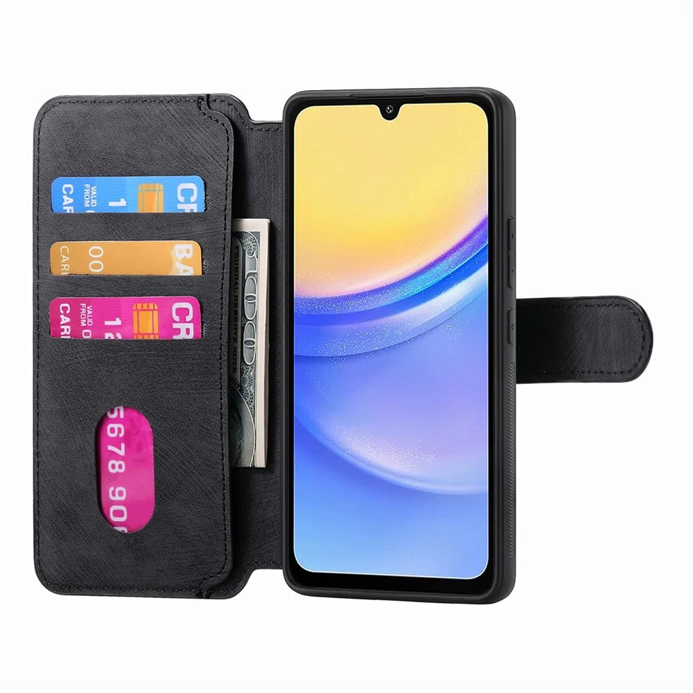 For Samsung Galaxy A15 4G / 5G Magnetic Case CASENEO Detachable Leather Phone Wallet Cover - Black - 2