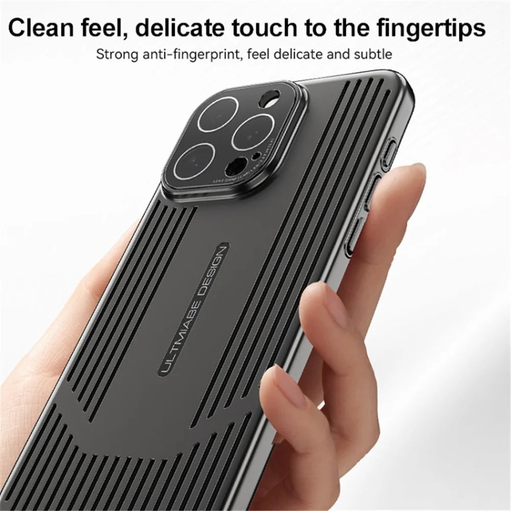 For iPhone 13 Pro Max Case Electroplated Hard PC Heat Dissipation Phone Cover with Lens Film - Black - 4