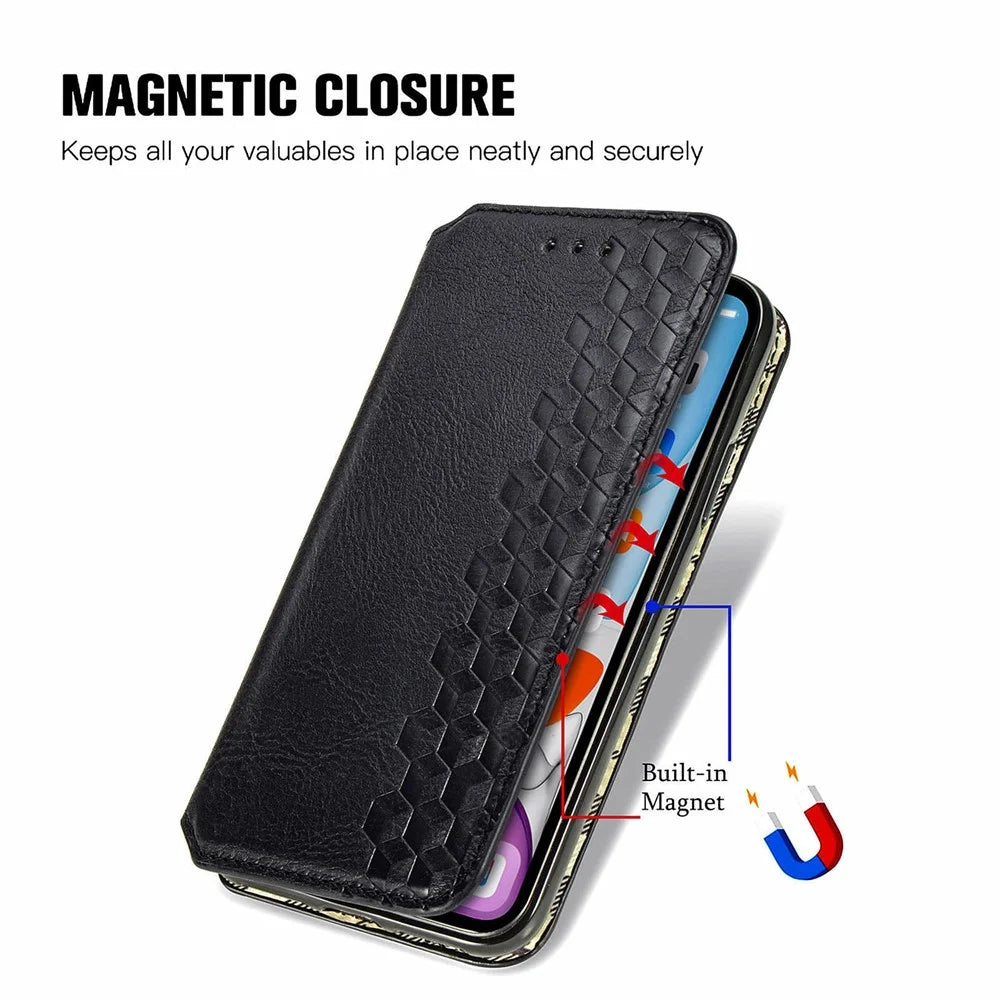 For Sony Xperia 5 V PU Leather Case Rhombus Imprint Wallet Stand Phone Cover - Black - 4