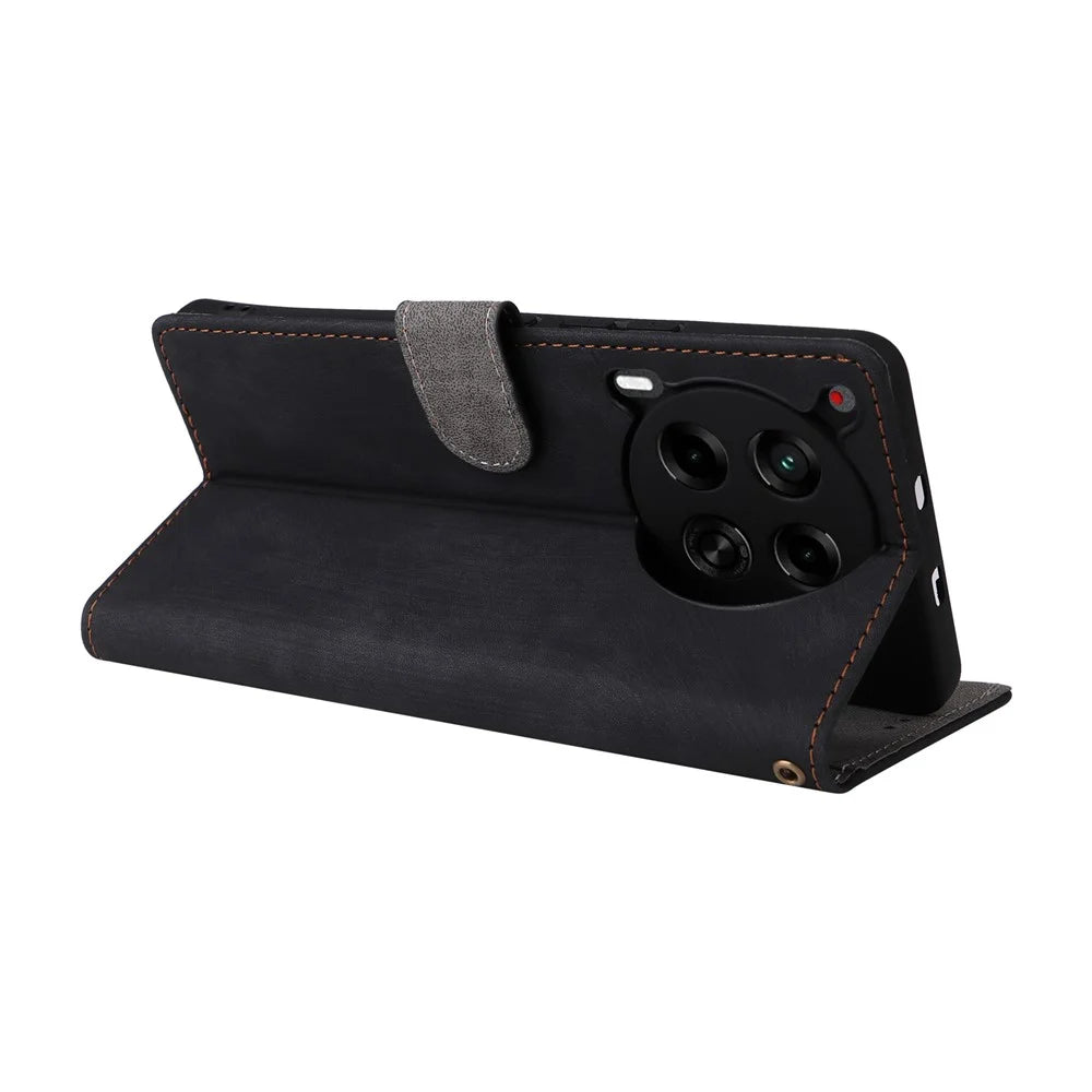 For TECNO Camon 30 5G CL7 Magnetic Case RFID Blocking Wallet Cover with Wrist Strap - Black - 4