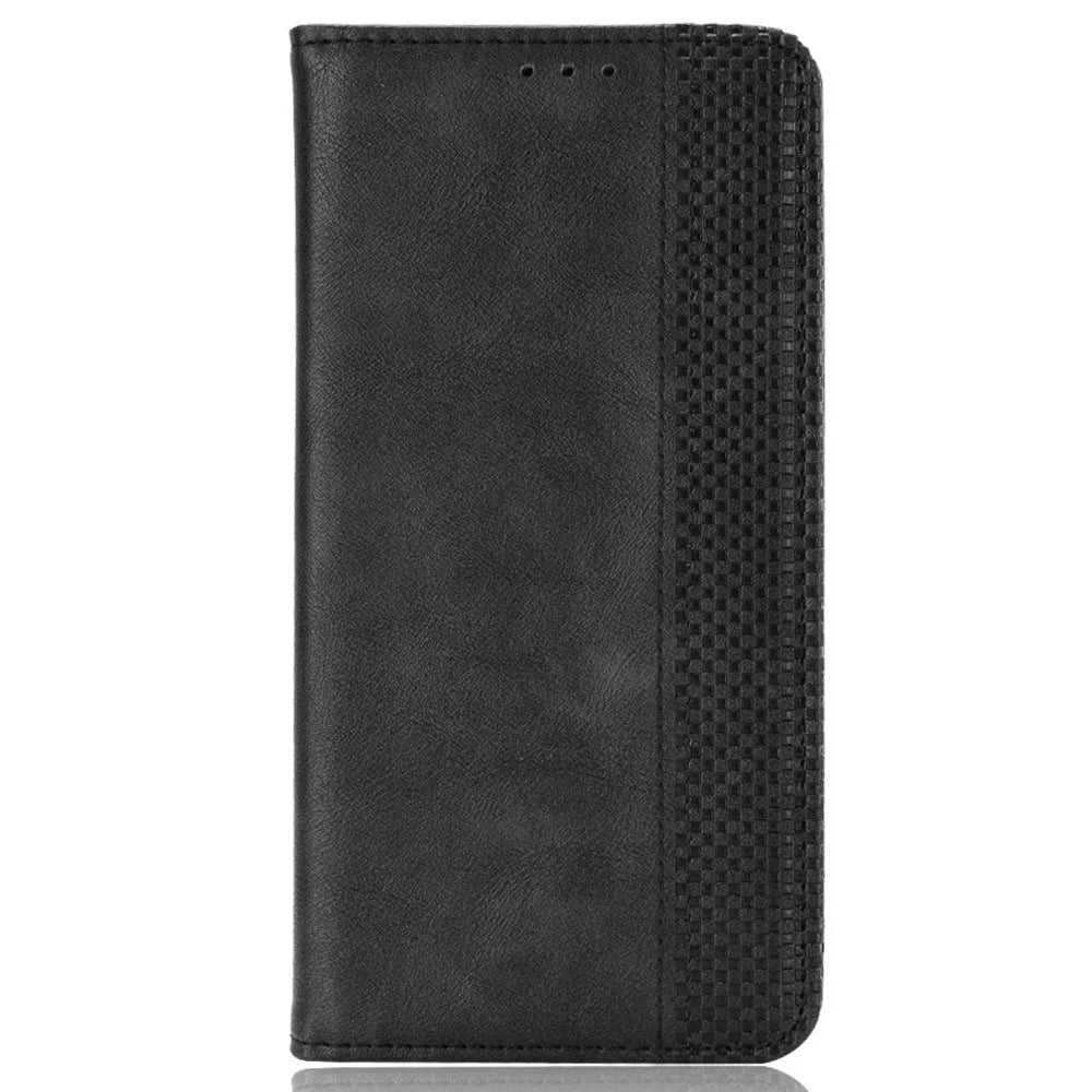 For Realme GT Neo6 SE 5G / Neo6 5G / GT 6 5G / GT 6T 5G Magnetic Case Retro PU Leather Drop-Resistant Phone Cover - Black - 6