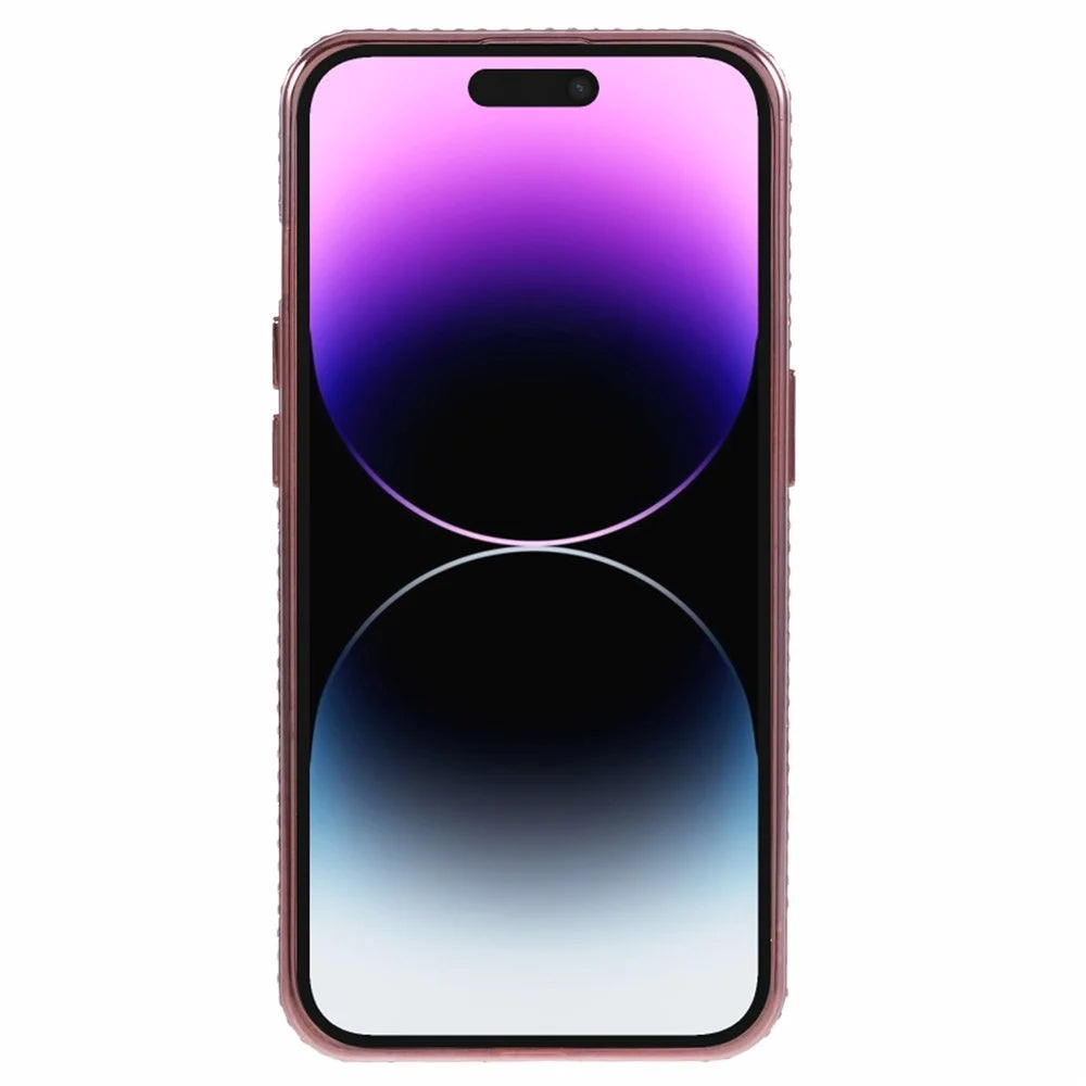 For iPhone 14 Pro Case Rhinestones Decor Gradient TPU Phone Cover Mobile Accessories   - Rose Gold - 2