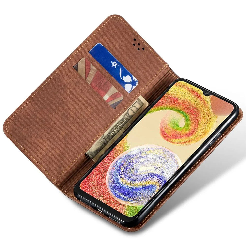 For Samsung Galaxy M15 5G / F15 5G Case Jeans Cloth Texture Leather Wallet Phone Cover - Coffee - 2