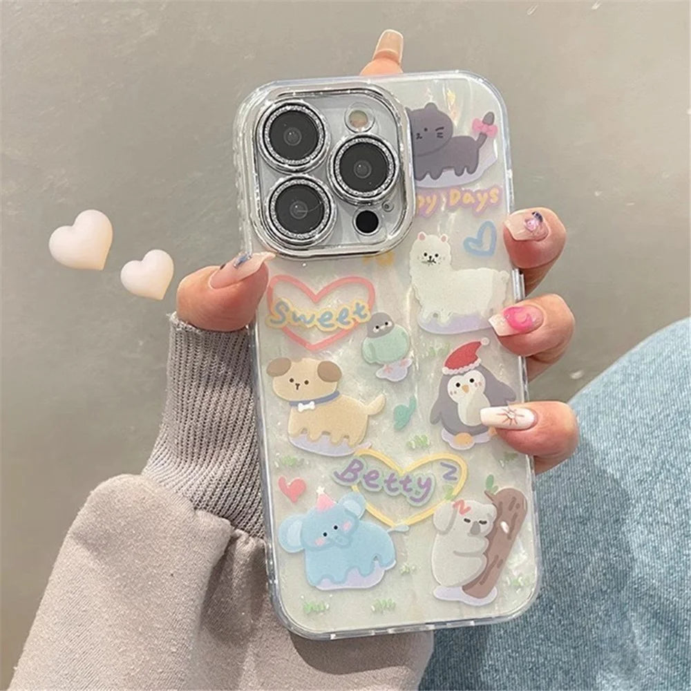 For iPhone 12 Pro Case PC+TPU Phone Cover with Cartoon Pattern Design+Shell Texture - 2