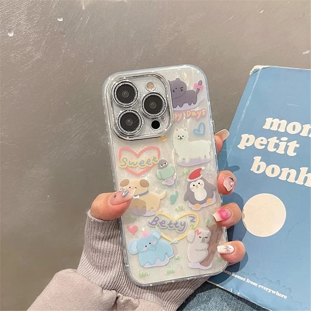 For iPhone 12 Pro Case PC+TPU Phone Cover with Cartoon Pattern Design+Shell Texture - 3
