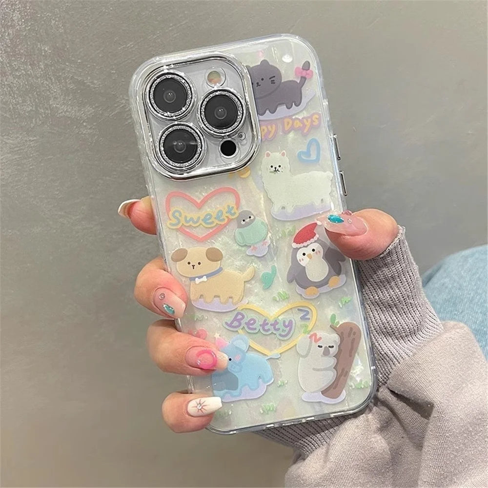 For iPhone 12 Pro Case PC+TPU Phone Cover with Cartoon Pattern Design+Shell Texture - 4