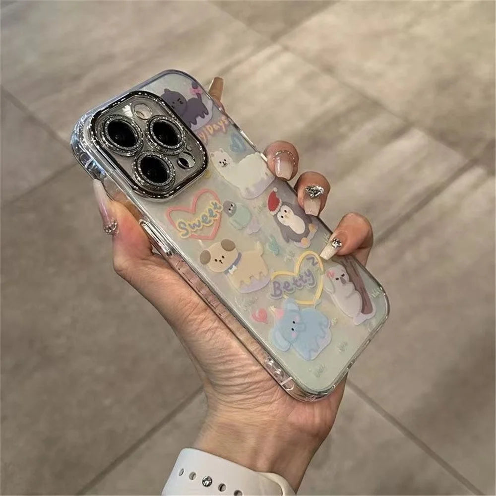 For iPhone 12 Pro Case PC+TPU Phone Cover with Cartoon Pattern Design+Shell Texture - 5
