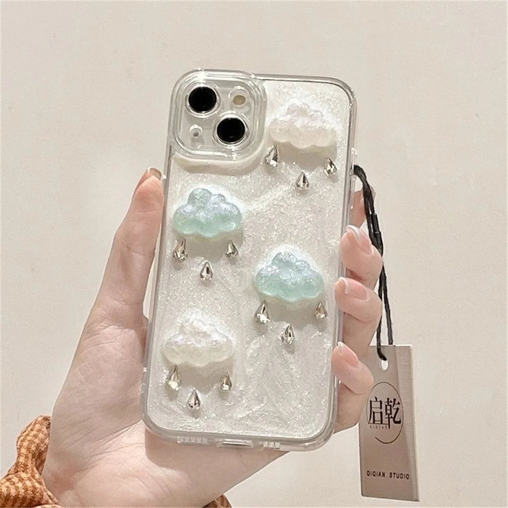 For iPhone 14 Plus TPU+PC Case 3D Cloud Decor Drop Protection Epoxy Cover (Precise Lens Cutouts) - 2