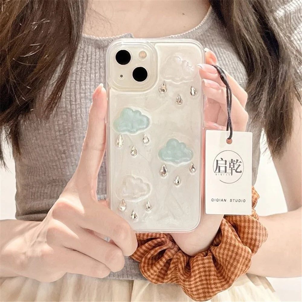 For iPhone 14 Plus TPU+PC Case 3D Cloud Decor Drop Protection Epoxy Cover (Precise Lens Cutouts) - 4