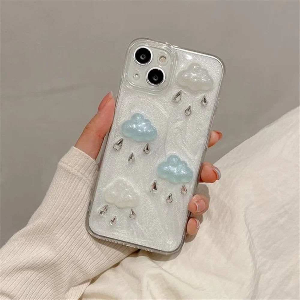 For iPhone 14 Plus TPU+PC Case 3D Cloud Decor Drop Protection Epoxy Cover (Precise Lens Cutouts) - 5