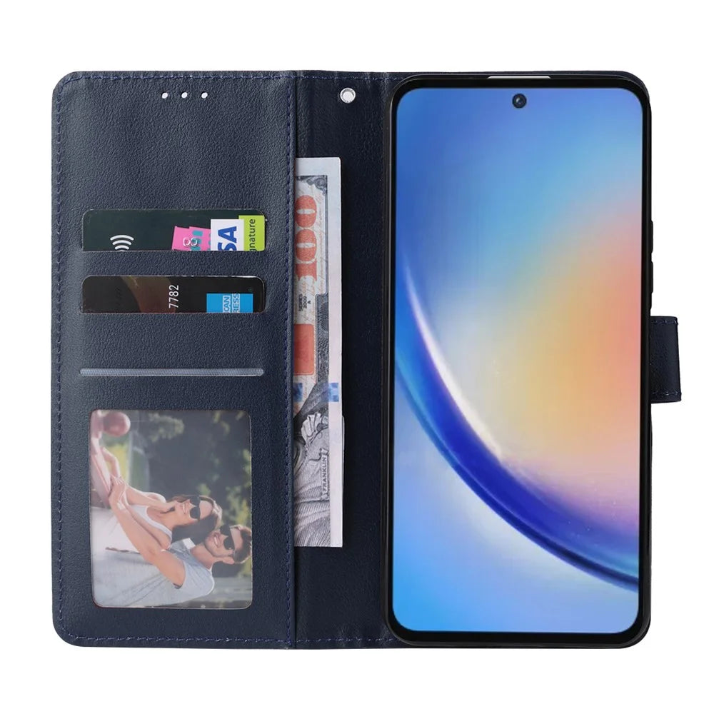 For Samsung Galaxy A35 5G Wallet Case Anti-Scratch PU Leather Flip Phone Cover - Black - 3