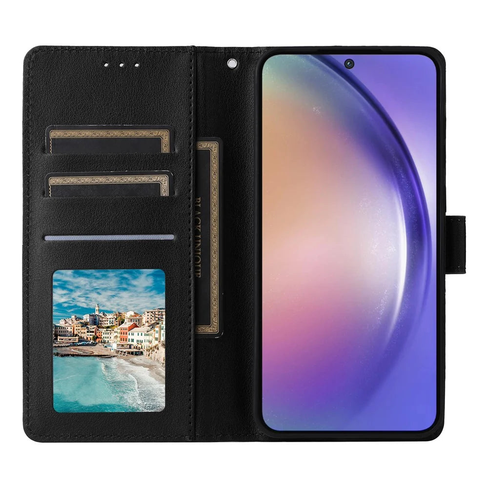 For Samsung Galaxy A55 5G Case PU Leather Wallet Cover Mobile Accessories   - Black - 2