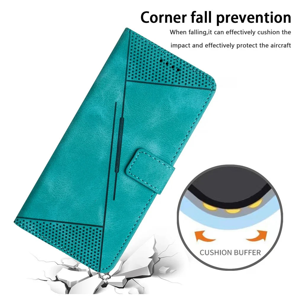 For Infinix Note 40 Anti-Scratch Leather Phone Shell Triangle Imprinted PU Leather Wallet Phone Case - Green - 6