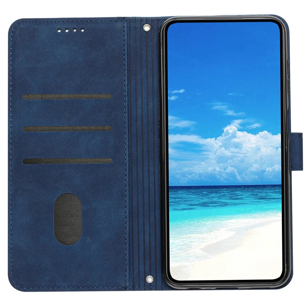 For Samsung Galaxy Xcover7 Cell Phone Case Imprinted PU Leather Magnetic Phone Stand Cover - Sapphire - 2