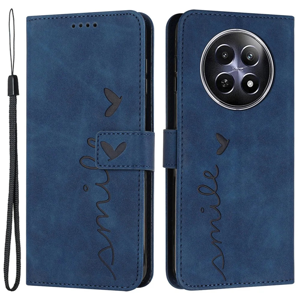 Phone Cases for Realme 12 5G Anti-Scratch PU Leather Imprinted Phone Stand Cover - Sapphire - 1