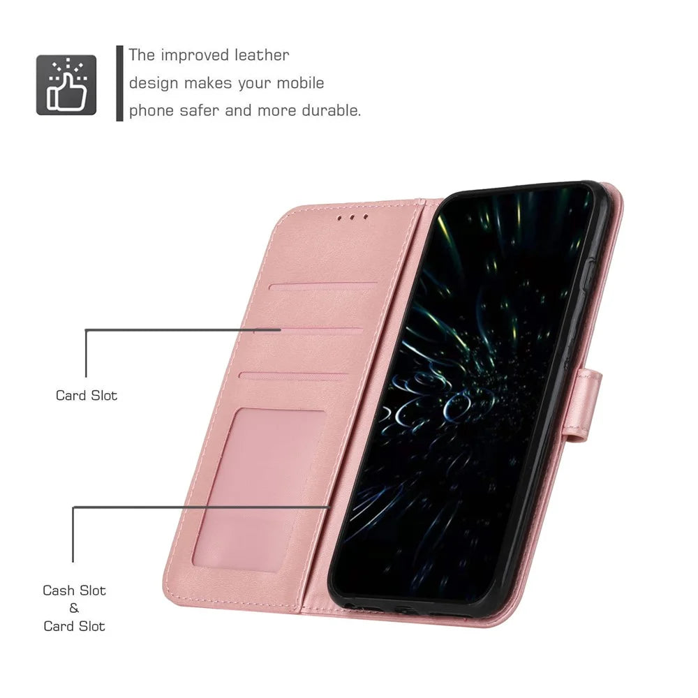 PU Leather Cases for Samsung Galaxy Xcover7 Phone Stand Cover All-Round Protection Phone Shell - Rose Gold - 5