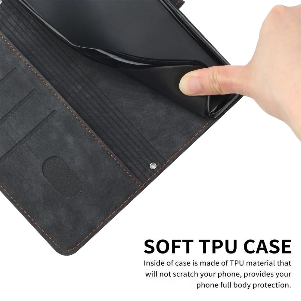 For vivo Y100 5G (Indonesia) / Y200e 5G / T3 5G (India) / V30 Lite 5G (India) / V40 SE 5G Phone Case PU Leather Wallet Stand Cover - Black - 5