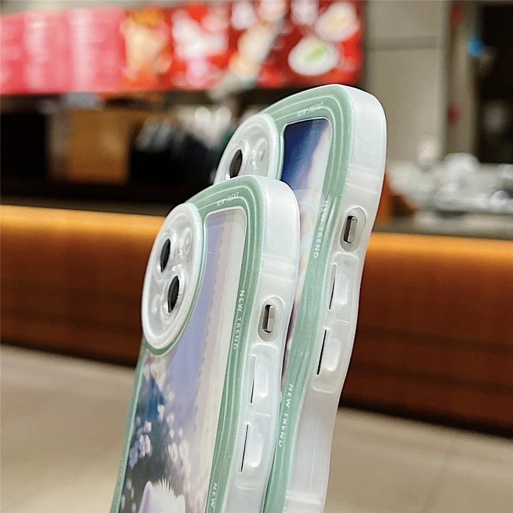 For iPhone 15 Case Curly Wave Frame Pattern Printed TPU Phone Cover - Dog - 6