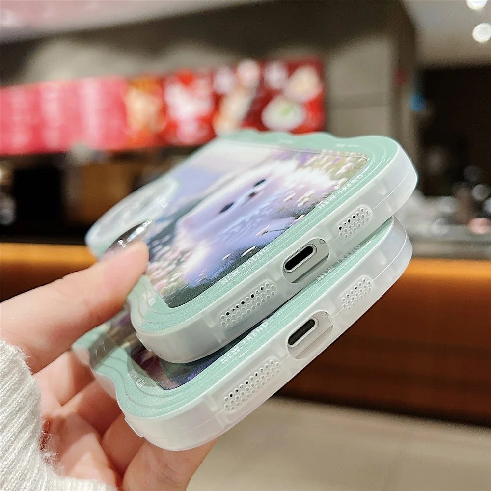 For iPhone 15 Case Curly Wave Frame Pattern Printed TPU Phone Cover - Dog - 7