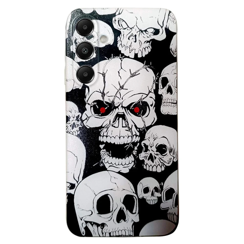 For Samsung Galaxy A55 5G Case Pattern Printing Soft TPU Phone Cover Mobile Accessories   - Skull - 1