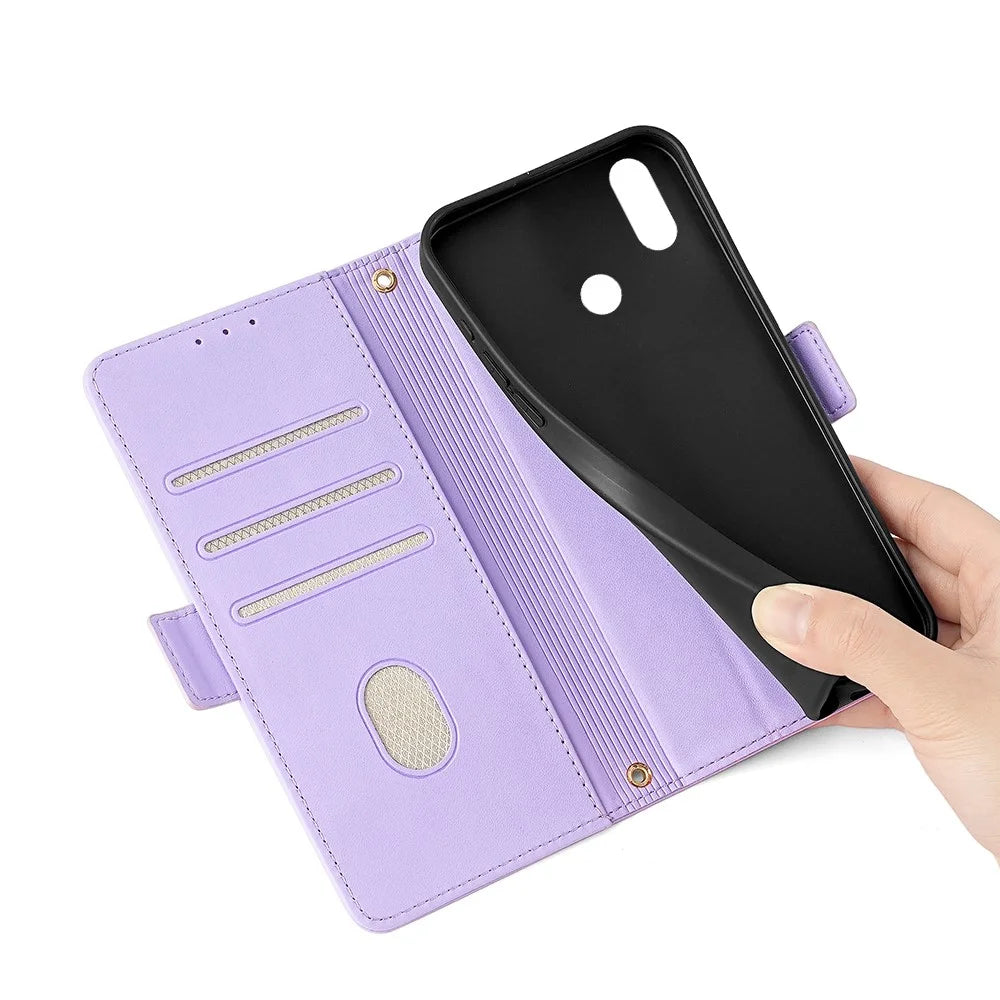 For Meizu Note 9 Case PU Leather Shockproof TPU Shell Wallet Phone Cover RFID Blocking - Purple - 6
