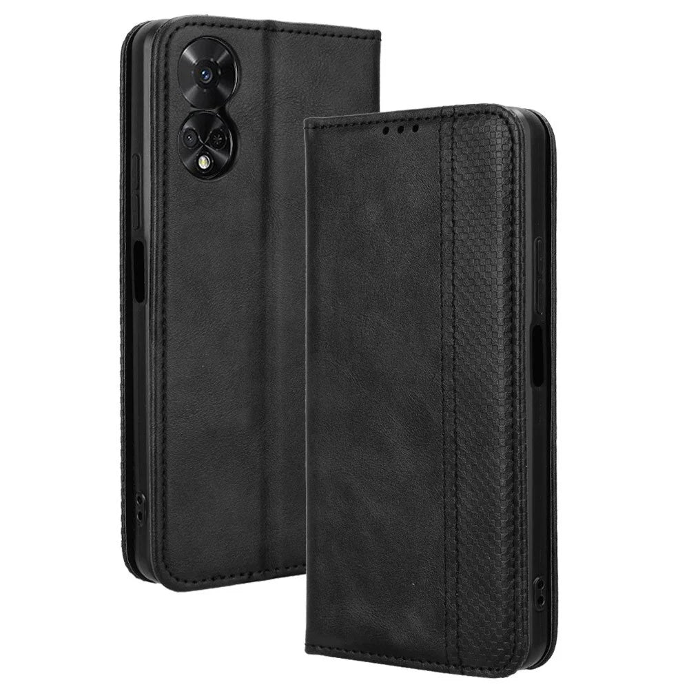 For TCL 50 5G Case Retro Leather Wallet Full Protection Phone Cover Mobile Accessories   - Black - 1