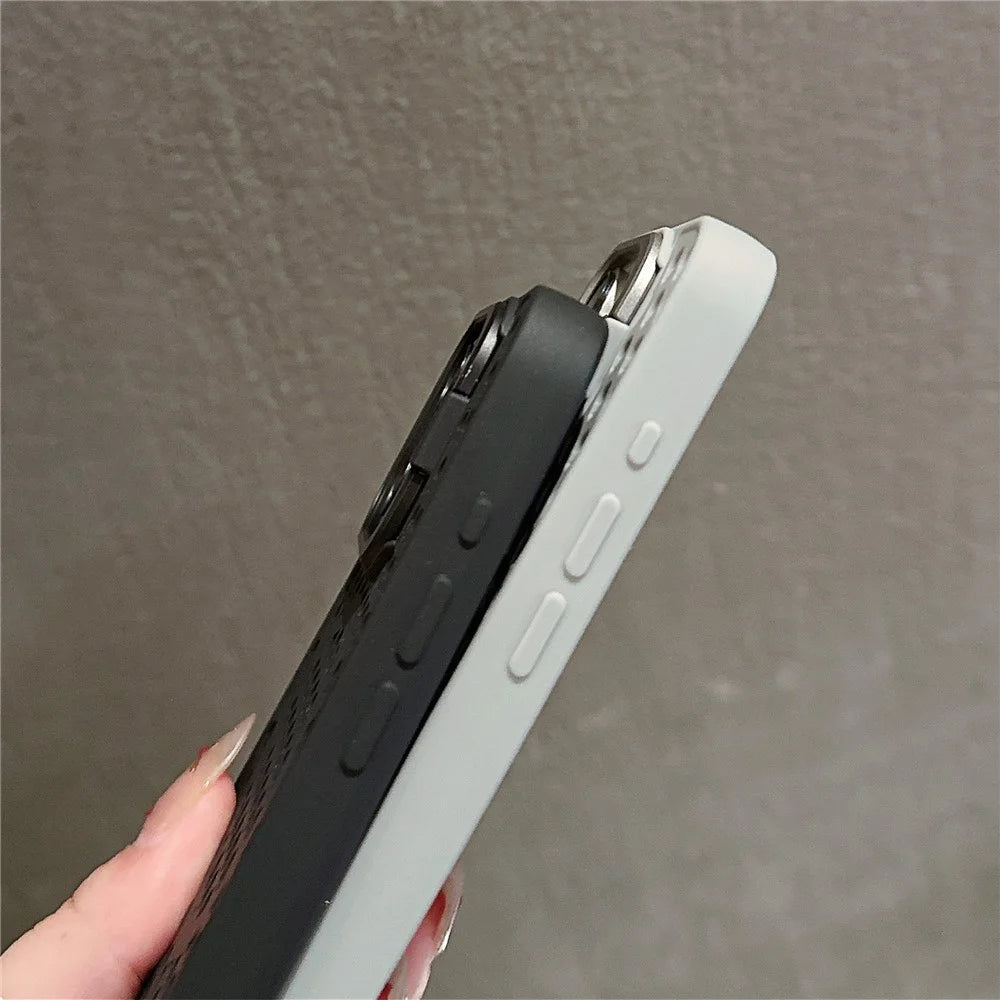 For iPhone 13 Pro Max Case Breathable Magnetic TPU+PC Phone Cover with Foldable Lens Kickstand - Grey - 7