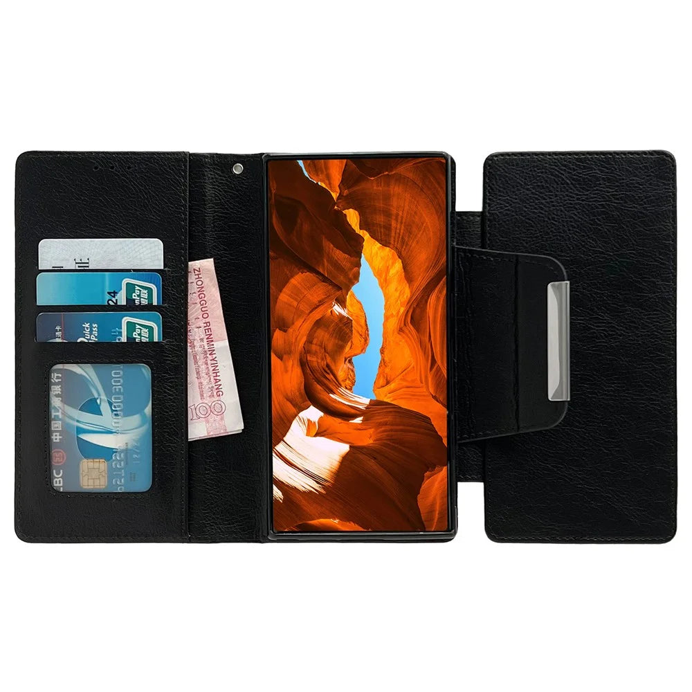 For Google Pixel 9 Pro XL Case Wallet PU Leather Detachable 2-in-1 Design Smart Phone Cover - Black - 2