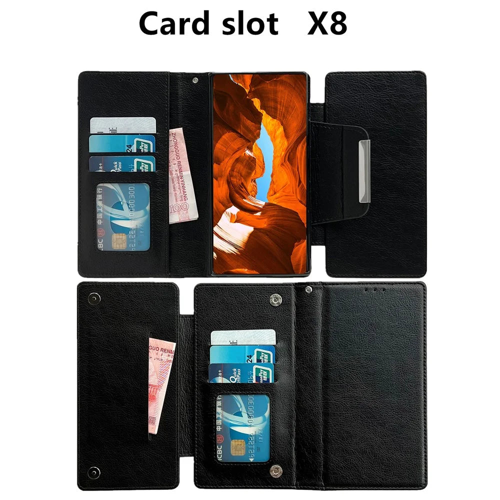 For Google Pixel 9 Pro XL Case Wallet PU Leather Detachable 2-in-1 Design Smart Phone Cover - Black - 7